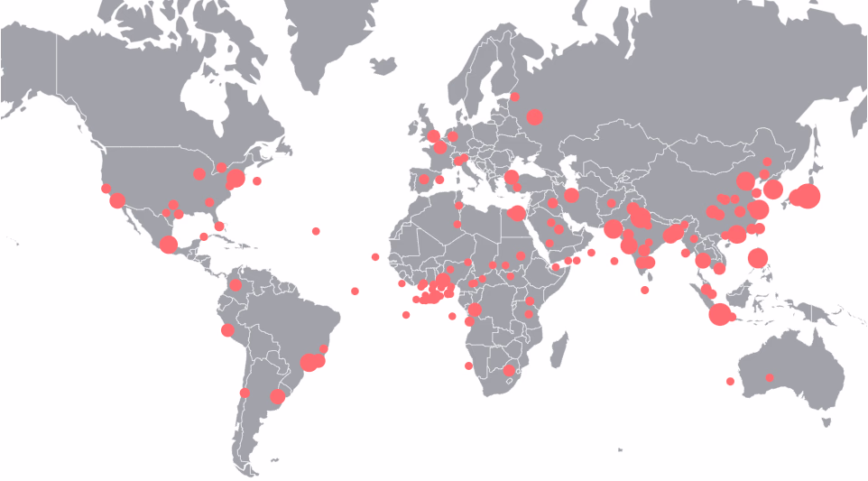Preview image of the work "Globular Sales Visualization 🌎: A simulation of fictitious revenue amounts around the world"
